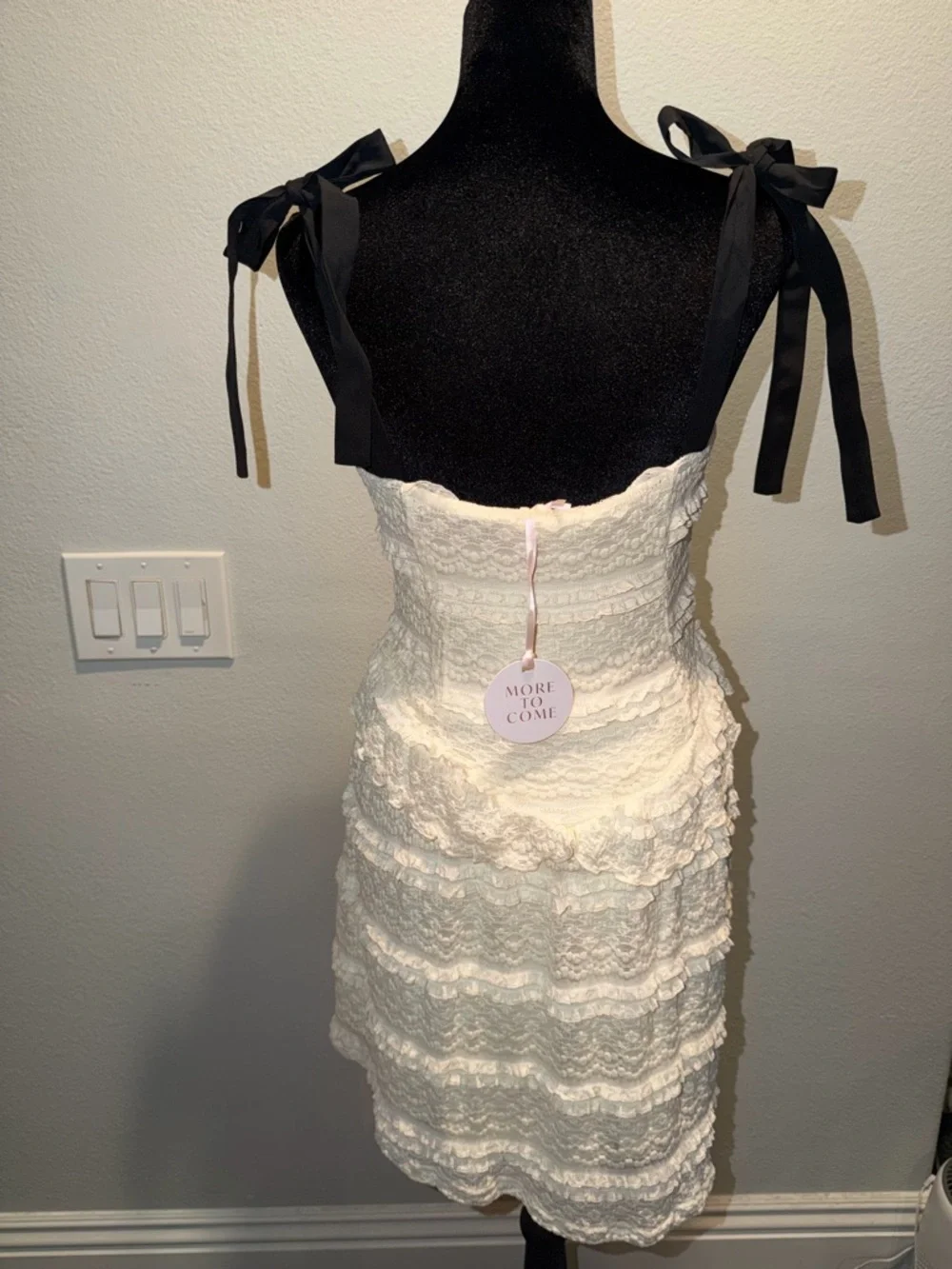 More To Come Revolve White Lace Tie-Shoulder Sundress